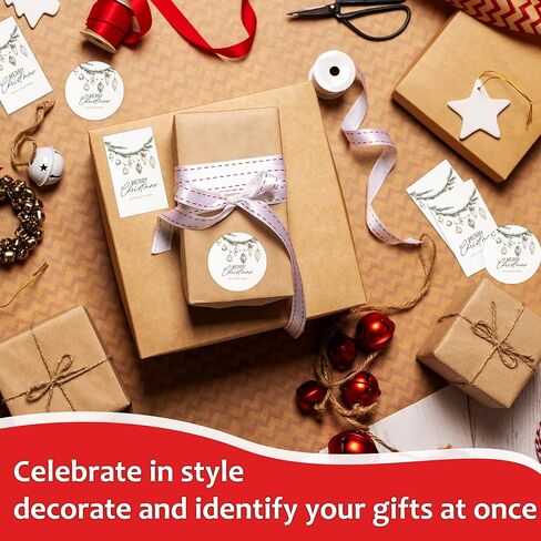 Christmas Stickers for Gifts, Elegant Black Bow Merry Christmas Tree Sticker Set, 20 Rect & 20 Round Writable Self-Adhesive Labels for Gift Wrapping, Party Favor Supplies, Envelope Seals-A36 in Saudi Arabia