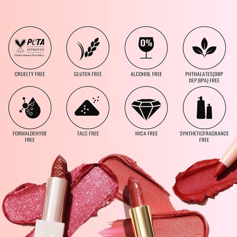 Oulac Metallic Pink Lipstick Set 3PCS High Impact Lipcolor with Moisturizing Formula, Vegan Beauty, Full-Coverage Lip Color 4.3g X 3PCS in Saudi Arabia