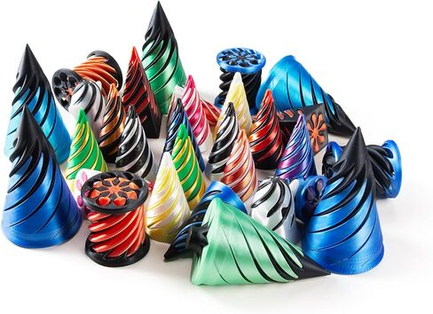 3 PCS 3D Printed Spiral Cone Fidget Toy Set Impossible Cone & Pyramid Pass-Through Fun Desk Decoration Stress Relief Toy Ideal Gift(Orange) in Saudi Arabia