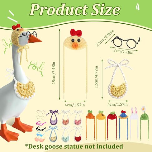21 Pcs Desk Goose Outfits, 7 Inch Mini Porch Goose Clothes with Adjustable Accessories for Statue Key Holder (Not Including Goose Statues) in Kuwait