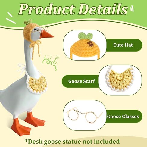 21 Pcs Desk Goose Outfits, 7 Inch Mini Porch Goose Clothes with Adjustable Accessories for Statue Key Holder (Not Including Goose Statues) in Kuwait