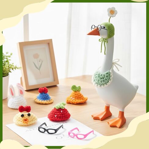 21 Pcs Desk Goose Outfits, 7 Inch Mini Porch Goose Clothes with Adjustable Accessories for Statue Key Holder (Not Including Goose Statues) in Kuwait