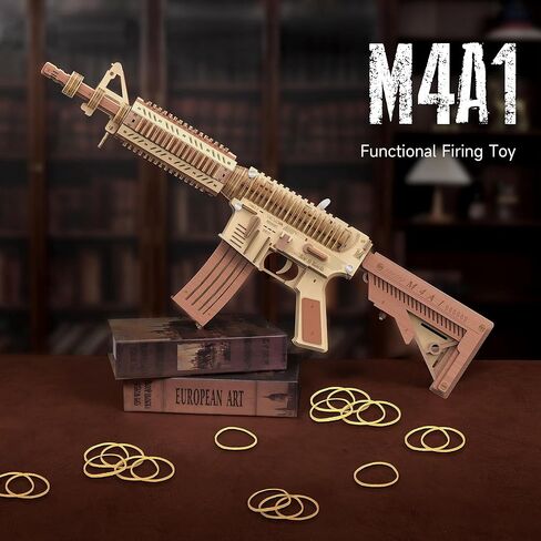 لغز بندقية خشبية ثلاثية الأبعاد، نموذج بندقية شريط مطاطي DIY ألعاب بناء نموذج ميكانيكي - لعبة متعددة اللاعبين مع أشرطة مطاطية، حرف يدوية للبالغين (بندقية كلاسيكية) in Saudi Arabia