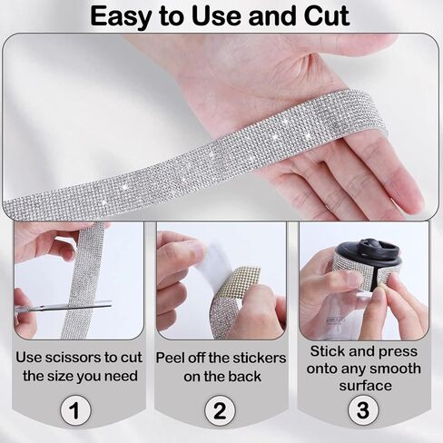 4 Rolls Rhinestone Ribbons, Bling Crystal Diamond Ribbon Roll Wrap Glittering Rhinestones Sticker for Phone Decoration Car DIY Arts Crafts Wedding in Saudi Arabia