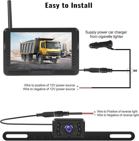 Wireless Vehicle Backup Camera for Trucks Pickups Bus Trailers Caravans 10.1-inch IPS HD Screen DVR Recording Reverse Monitor 2 Split Screen Waterproof Night Vision Stable Signal DIY Parking Lines in Saudi Arabia