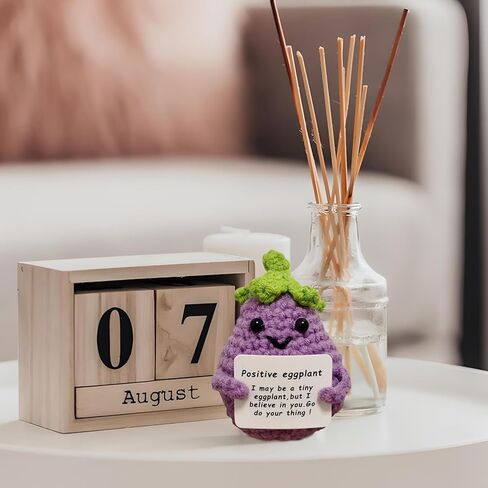 1PC Emotional Support Plush Knitted Animals, Cute Funny Positive Crochet Inspirational Gifts for Women Friends Coworkes Birthday, Christmas Desk Decor Doll (Eggplant, Purple) in Saudi Arabia
