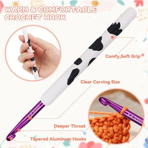 Coopay Crochet Hooks, Crochet Hook with Soft Polymer Clay Handle and Attached Bracelet - Stylish & Practical - 6.5mm (K-10.5) in Saudi Arabia