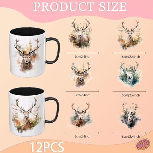 UV DTF Cup Wrap - 12 Sheets Deer Cup Wrap Decals - Removable- DIY UV DTF Tumbler Wraps for Mug Cups, Trendy Aesthetic Designs for Teens Adults in Saudi Arabia