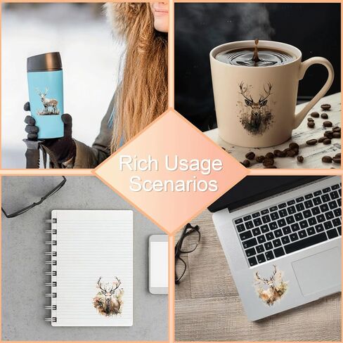 UV DTF Cup Wrap - 12 Sheets Deer Cup Wrap Decals - Removable- DIY UV DTF Tumbler Wraps for Mug Cups, Trendy Aesthetic Designs for Teens Adults in Saudi Arabia