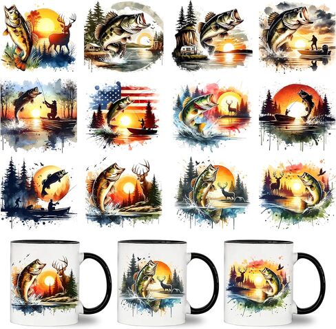 UV DTF Cup Wrap - 12 Sheets Deer Cup Wrap Decals - Removable- DIY UV DTF Tumbler Wraps for Mug Cups, Trendy Aesthetic Designs for Teens Adults in Saudi Arabia