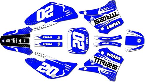 مجموعة رسومات لـ Yamaha TTR125 (2000-2007) Spear Series Blue 9 Mil-Dirt Bike مجموعة ملصقات رسومات السباق المخصصة، بدون بلاستيك in Saudi Arabia