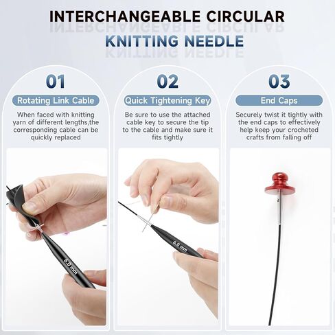 مجموعة إبر الحياكة الدائرية، 13 زوجًا من إبرة دائرية دائرية من الألومنيوم قابلة للتبديل للحياكة، تتضمن إبر الحياكة المعدنية المصنوعة من الألومنيوم 4 كابلات وإكسسوارات وحقيبة تخزين (ذهبي وردي) in Kuwait