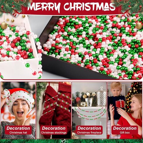 1600Pcs 6mm Christmas Color Pearl Beads Red Green and White Beads Mini Christmas for Ornament Making Xmas Home Decoration DIY Necklace Earrings Hair Crafts in Saudi Arabia