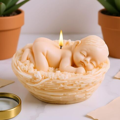 Baby Candle Mold Bird's Nest Baby Silicone Candle Molds Baby Resin Casting Mold for Candle Home Decorate Mold Candle Making Mold Aromatherapy Candles Gypsum Clay Craft in Saudi Arabia