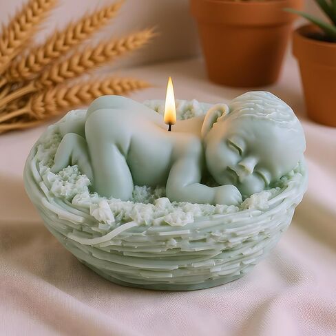 Baby Candle Mold Bird's Nest Baby Silicone Candle Molds Baby Resin Casting Mold for Candle Home Decorate Mold Candle Making Mold Aromatherapy Candles Gypsum Clay Craft in Saudi Arabia