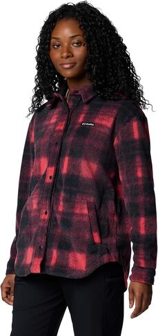 Columbia Women's Benton Springs Shirt Jacket, Chalk Checkered Peaks, X-Small White in Saudi Arabia