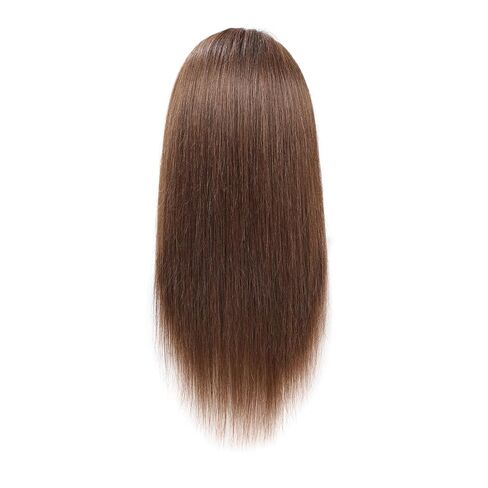 رأس تمثال عرض شعر بشري حقيقي 100% من سيلكي مع 9 أدوات ومشبك، رأس مانيكان لتدريب مصففي الشعر ورأس دمية علم التجميل لتصفيف الشعر والجدائل - بني داكن in Kuwait