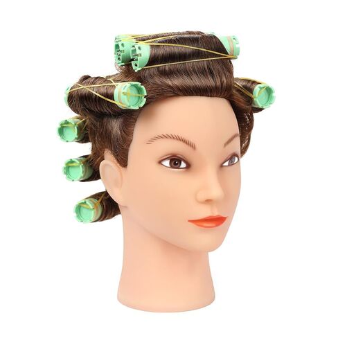 رأس تمثال عرض شعر بشري حقيقي 100% من سيلكي مع 9 أدوات ومشبك، رأس مانيكان لتدريب مصففي الشعر ورأس دمية علم التجميل لتصفيف الشعر والجدائل - بني داكن in Kuwait