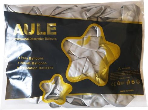 بالونات فضية معدنية من AULE مقاس 5 بوصات 50 قطعة من بالونات اللاتكس الفضية من الكروم هيليوم لامعة وسميكة لتزيين الحفلات المثالية لحفلات الزفاف وأعياد الميلاد وحفلات التخرج وأعياد الميلاد وكرنفالات in Kuwait