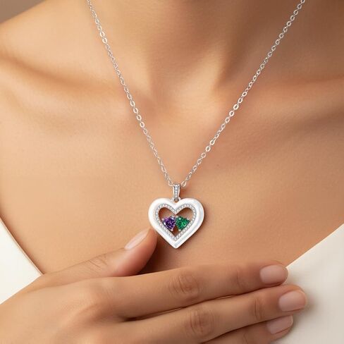 LOUISA SECRET Valentine's Day Gifts for Her, Shell Double Heart Birthstone Necklaces for Women, 925 Sterling Silver Fine Jewelry, Anniversary Birthday Gifts for Women Wife Mom Girlfriend Daughter Lady in Kuwait
