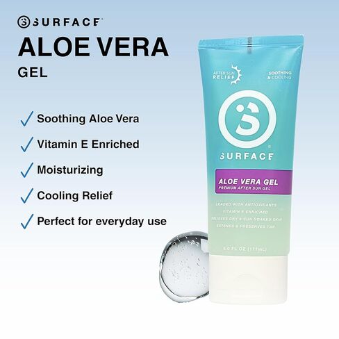 Surface After Sun Aloe Vera Gel with Vitamin E - Moisturizing, Cooling Relief, Safe for Everyday Use - 6 oz in Saudi Arabia