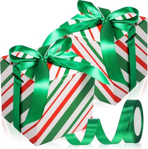 Dispowreath 48 قطعة 4 × 4 × 4 صناديق هدايا عيد الميلاد مع شريط عيد الميلاد صندوق صغير مع أغطية صناديق علاج لتغليف الهدايا وزخارف الزفاف وحفلات أعياد الميلاد (شريط أحمر أخضر) in Saudi Arabia