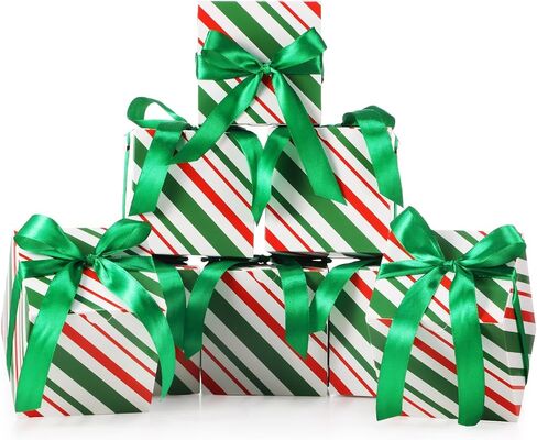 Dispowreath 48 قطعة 4 × 4 × 4 صناديق هدايا عيد الميلاد مع شريط عيد الميلاد صندوق صغير مع أغطية صناديق علاج لتغليف الهدايا وزخارف الزفاف وحفلات أعياد الميلاد (شريط أحمر أخضر) in Saudi Arabia