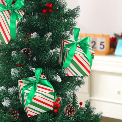Dispowreath 48 قطعة 4 × 4 × 4 صناديق هدايا عيد الميلاد مع شريط عيد الميلاد صندوق صغير مع أغطية صناديق علاج لتغليف الهدايا وزخارف الزفاف وحفلات أعياد الميلاد (شريط أحمر أخضر) in Saudi Arabia