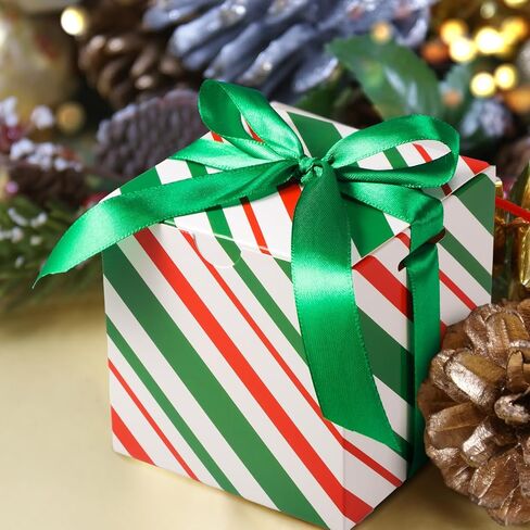 Dispowreath 48 قطعة 4 × 4 × 4 صناديق هدايا عيد الميلاد مع شريط عيد الميلاد صندوق صغير مع أغطية صناديق علاج لتغليف الهدايا وزخارف الزفاف وحفلات أعياد الميلاد (شريط أحمر أخضر) in Saudi Arabia