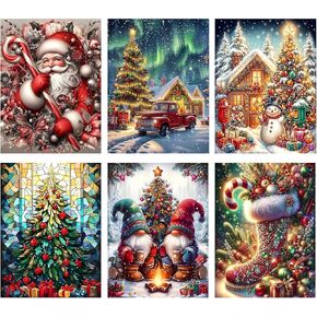 HITO 6 Pack Christmas Diamond Painting Kits for Adults- Christmas Diamond Art Kits for Adults, Christmas Tree Snowman Boots Santa Claus Truck Gnome Diamond Painting for Home Wall Decor 12x16 Inch in Kuwait