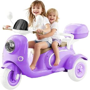 Kids Electric Motorcycle, 12V Ride-On Car with Remote Control, Bluetooth Music & LED Headlight, 3-Wheel Toddler Toy for Boys and Girls 3-6, Up to 3mph (Purple) in Saudi Arabia