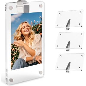 4Pcs Car Clip Picture Holder,Personalized Car Picture Frame,Acrylic Car Photo Holder,Magnetic Car Sun Visor Photo Clip,Visor Clip Photo Frame Hanging Decor Car Accessories for Mom Husband Family Photos in Saudi Arabia