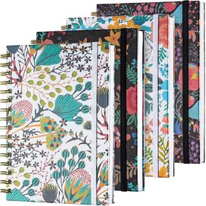 Spiral Notebook, 4 Pack A5 Lined Journal for Women, Hardcover Spiral Journal with 2 Pockets, College Ruled Notebooks, Cute Notebook for Office, School Supplies, Gifts (160 Pages, 6.3" x 8.46") in Kuwait