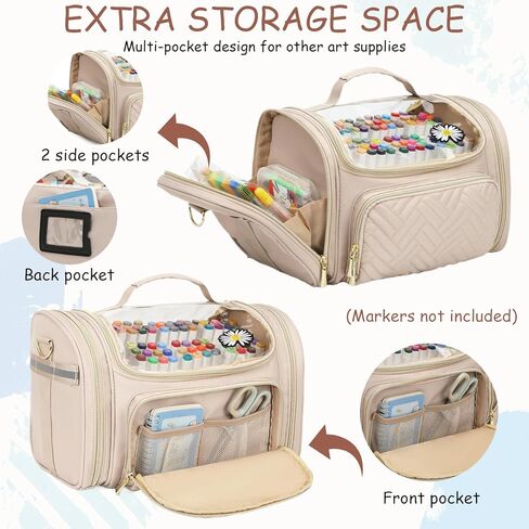 حقيبة تنظيم أقلام التحديد الكبيرة تحمل ما يصل إلى 300 حقيبة حمل للتخزين مع حزام كتف (حقيبة فقط) (أسود) in Kuwait