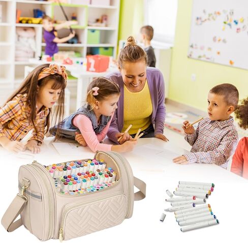 حقيبة تنظيم أقلام التحديد الكبيرة تحمل ما يصل إلى 300 حقيبة حمل للتخزين مع حزام كتف (حقيبة فقط) (أسود) in Kuwait