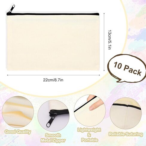 Blank Canvas Bag Zipper Pouch Makeup Bags Bulk Multi-Purpose Canvas Pencil Pouch Cosmetic Bag with Zipper Blank Travel Toiletry Bag for DIY Craft Storage(8.3 x 5 inches) in Saudi Arabia