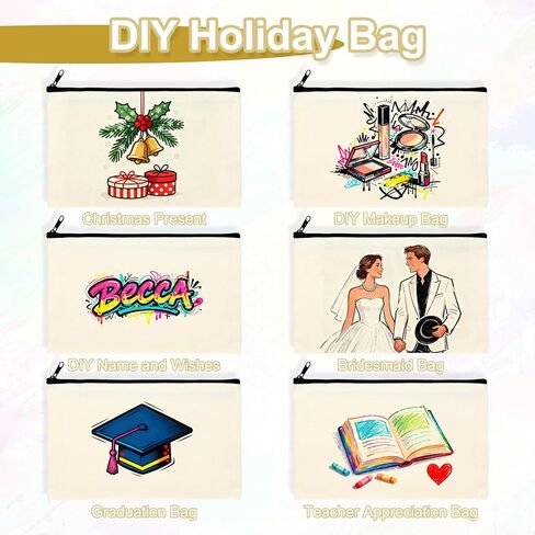 Blank Canvas Bag Zipper Pouch Makeup Bags Bulk Multi-Purpose Canvas Pencil Pouch Cosmetic Bag with Zipper Blank Travel Toiletry Bag for DIY Craft Storage(8.3 x 5 inches) in Saudi Arabia