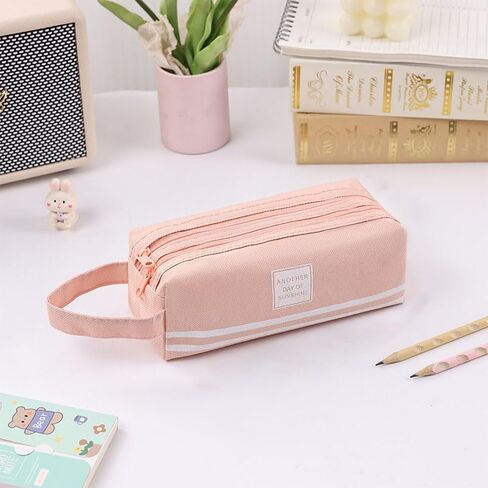 3 PCS Portable Pencil Case Large Capacity Dual Zipper Organizer Storage Pouch Pen Bag in Saudi Arabia