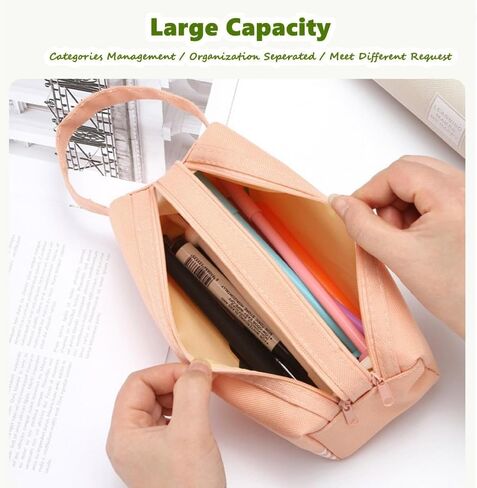 3 PCS Portable Pencil Case Large Capacity Dual Zipper Organizer Storage Pouch Pen Bag in Saudi Arabia