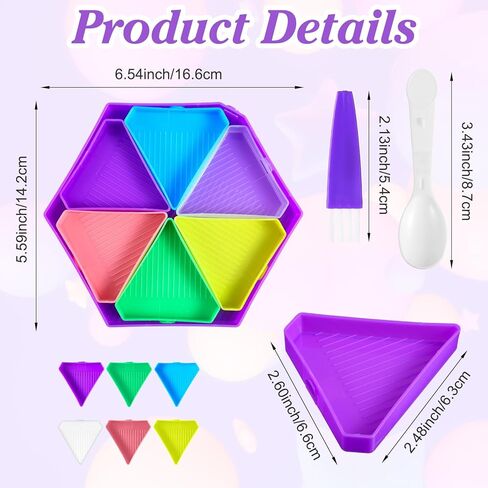 9Pcs Diamond Art Painting Trays Kit V-Shaped Corner Opening Diamond Art Trays Kits Organizer Triangles for Kids Adults DIY Diamonds Crafts with Brush and Spoon in Saudi Arabia
