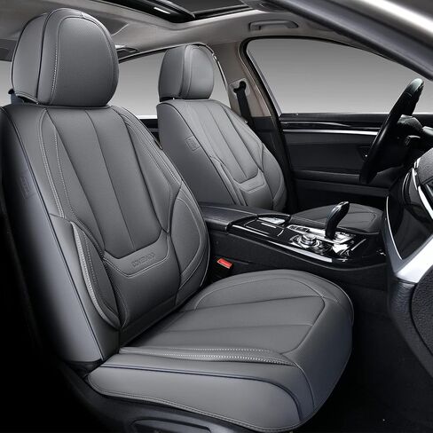 Coverado Car Seat Covers Full Set, Seat Covers for Cars, Gray Car Seat Protector Waterproof, Nappa Leather Car Seat Cushion, Car Seat Covers Front Seats and Back Fit for Most Cars in Saudi Arabia