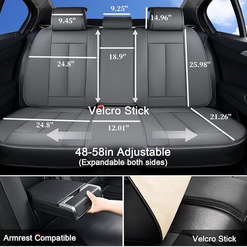 Coverado Car Seat Covers Full Set, Seat Covers for Cars, Gray Car Seat Protector Waterproof, Nappa Leather Car Seat Cushion, Car Seat Covers Front Seats and Back Fit for Most Cars in Saudi Arabia