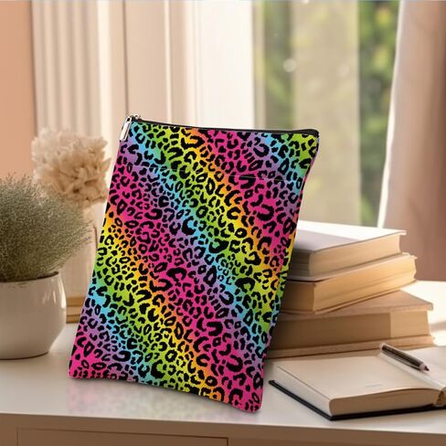Colorful Leopard Print, Book Lovers Gifts, Book Sleeve, Books Covers for Paperbacks with Zipper Front Pocket Bookish Accessories Leopard Print Decor Gifts for Women Friend Christmas Birthday(2278) in Saudi Arabia