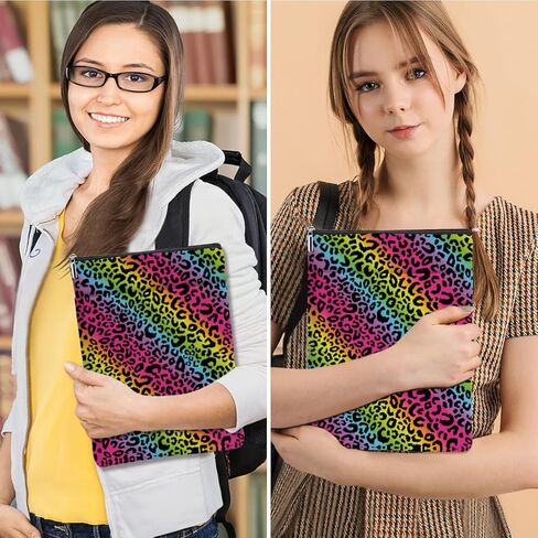 Colorful Leopard Print, Book Lovers Gifts, Book Sleeve, Books Covers for Paperbacks with Zipper Front Pocket Bookish Accessories Leopard Print Decor Gifts for Women Friend Christmas Birthday(2278) in Saudi Arabia
