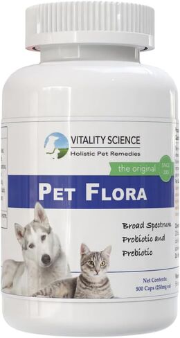 Pet Probiotic for Cats & Dogs | Pet Flora - Great for Diarrhea, Vomiting, Gas, Skin Conditions - Additive Free (50 Caps) in Saudi Arabia