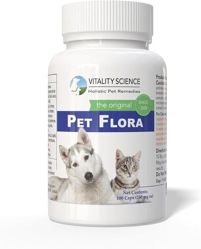 Pet Probiotic for Cats & Dogs | Pet Flora - Great for Diarrhea, Vomiting, Gas, Skin Conditions - Additive Free (50 Caps) in Saudi Arabia