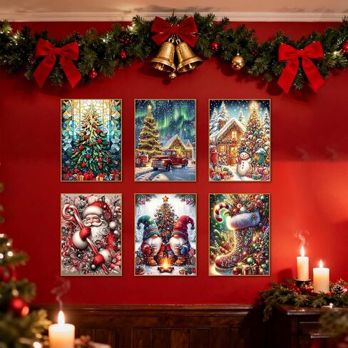 HITO 6 Pack Christmas Diamond Painting Kits for Adults- Christmas Diamond Art Kits for Adults, Christmas Tree Snowman Boots Santa Claus Truck Gnome Diamond Painting for Home Wall Decor 12x16 Inch in Kuwait