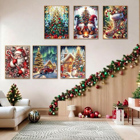 HITO 6 Pack Christmas Diamond Painting Kits for Adults- Christmas Diamond Art Kits for Adults, Christmas Tree Snowman Boots Santa Claus Truck Gnome Diamond Painting for Home Wall Decor 12x16 Inch in Kuwait