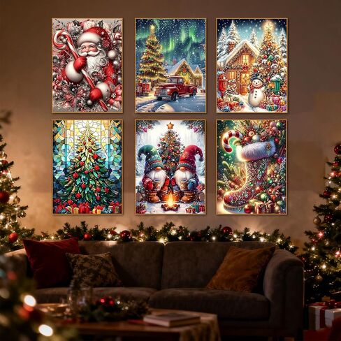 HITO 6 Pack Christmas Diamond Painting Kits for Adults- Christmas Diamond Art Kits for Adults, Christmas Tree Snowman Boots Santa Claus Truck Gnome Diamond Painting for Home Wall Decor 12x16 Inch in Kuwait
