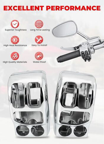 مجموعة مبيت مفاتيح الكروم، غطاء مبيت مفاتيح التحكم اليدوي متوافق مع Harley Davidson Touring Road King، Road Glide، Street Glide، Electra Glide، Tri Glide، Ultra Limited 2014-2025 (كروم) in Kuwait